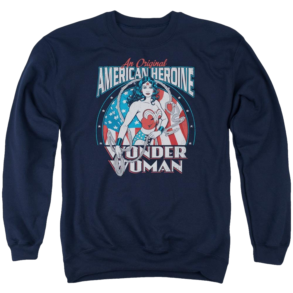 DC Comics American Heroine - Men's Crewneck Sweatshirt Men's Crewneck Sweatshirt Wonder Woman   