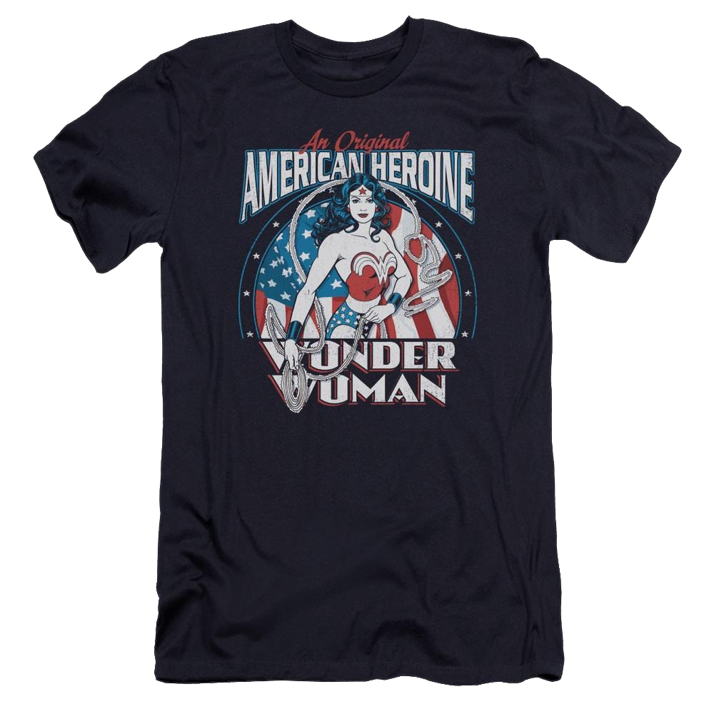 DC Comics American Heroine - Men's Premium Slim Fit T-Shirt Men's Premium Slim Fit T-Shirt Wonder Woman   