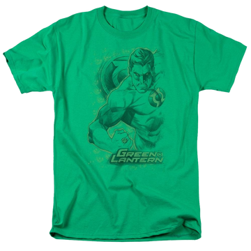 Kelly green men's regular fit t-shirt with Green Lantern DC Comics Pencil Energy graphic