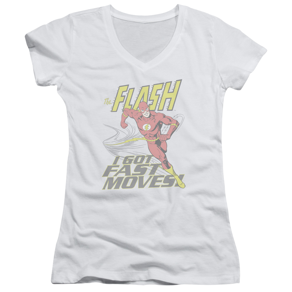 Flash, The Fast Moves - Juniors V-Neck T-Shirt Juniors V-Neck T-Shirt The Flash   