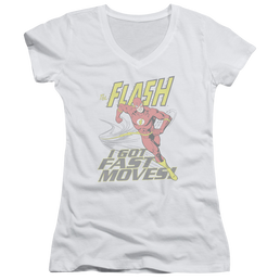 Flash, The Fast Moves - Juniors V-Neck T-Shirt Juniors V-Neck T-Shirt The Flash   