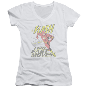 Flash, The Fast Moves - Juniors V-Neck T-Shirt Juniors V-Neck T-Shirt The Flash   