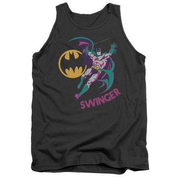 Charcoal men's tank with Dc Batman Swinger graphic