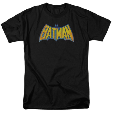 Black men's regular fit t-shirt with DC Comics Batman Neon Distress Logo graphic