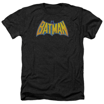 Charcoal men's heather t-shirt with DC Comics Batman Neon Distress Logo graphic