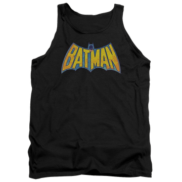 Black men's tank with DC Comics Batman Neon Distress Logo graphic