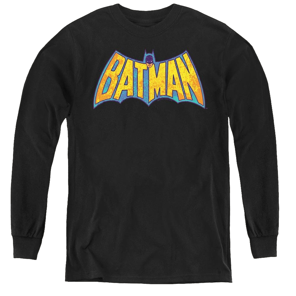 Dc Batman Batman Neon Distress Logo - Youth Long Sleeve T-Shirt Youth Long Sleeve T-Shirt Batman   