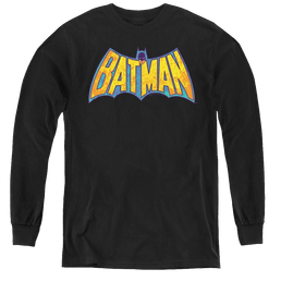 Dc Batman Batman Neon Distress Logo - Youth Long Sleeve T-Shirt Youth Long Sleeve T-Shirt Batman   