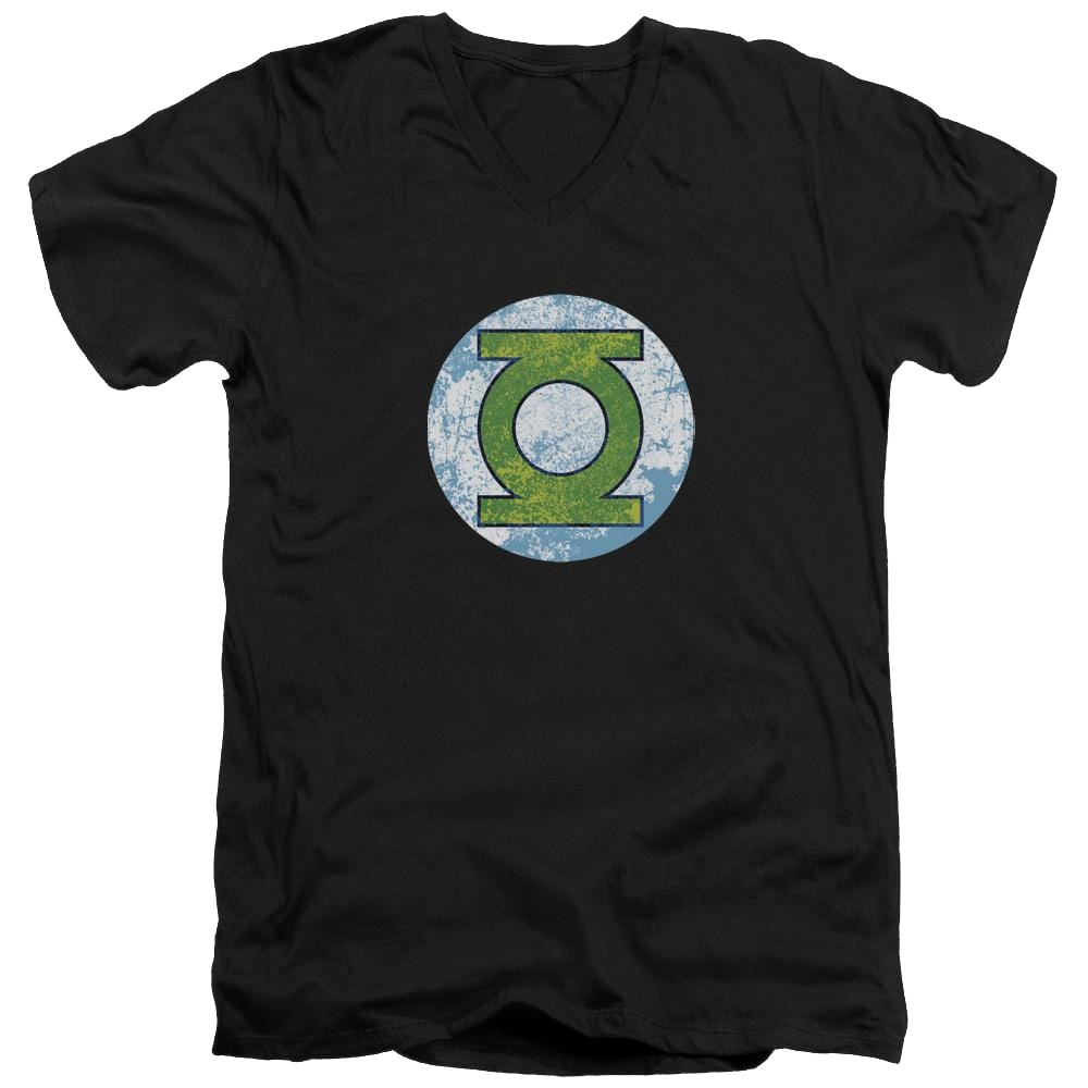 DC Comics Gl Neon Distress Logo - Men's V-Neck T-Shirt Men's V-Neck T-Shirt Green Lantern   