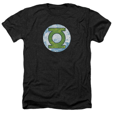 Charcoal men's heather t-shirt with Green Lantern DC Comics Gl Neon Distress Logo graphic