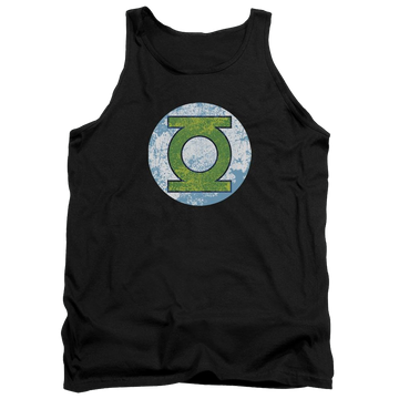 Black men's tank with Green Lantern DC Comics Gl Neon Distress Logo graphic