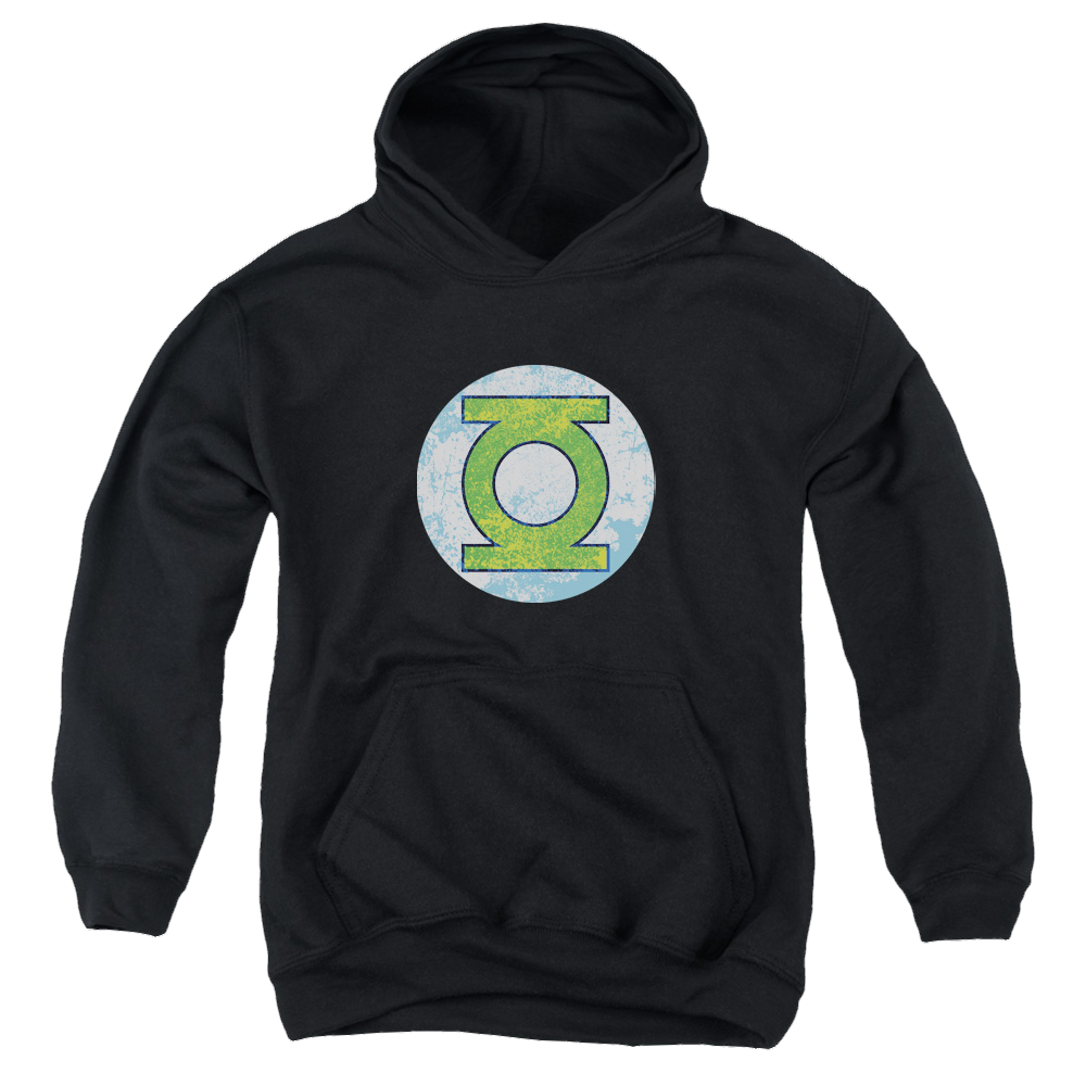 Green Lantern Gl Neon Distress Logo - Youth Hoodie Youth Hoodie (Ages 8-12) Green Lantern   