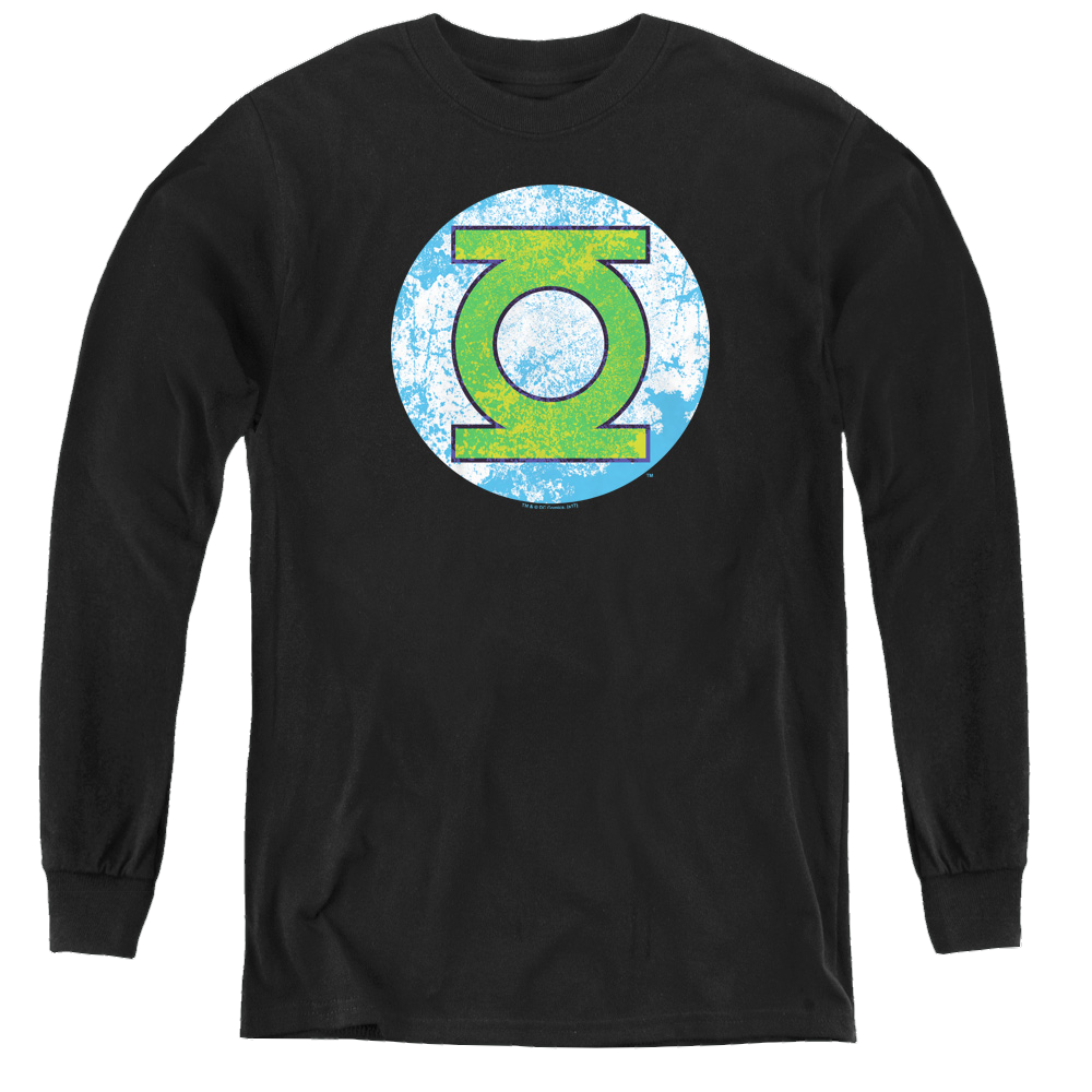 Green Lantern Gl Neon Distress Logo - Youth Long Sleeve T-Shirt Youth Long Sleeve T-Shirt Green Lantern   