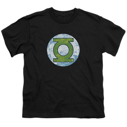 Green Lantern Gl Neon Distress Logo - Youth T-Shirt Youth T-Shirt (Ages 8-12) Green Lantern   