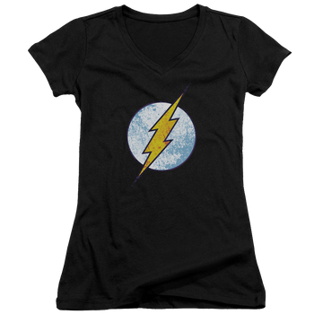 Flash, The Flash Neon Distress Logo - Juniors V-Neck T-Shirt Juniors V-Neck T-Shirt The Flash   