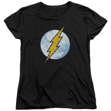 Black women's t-shirt with Flash Neon Distress Logo graphic