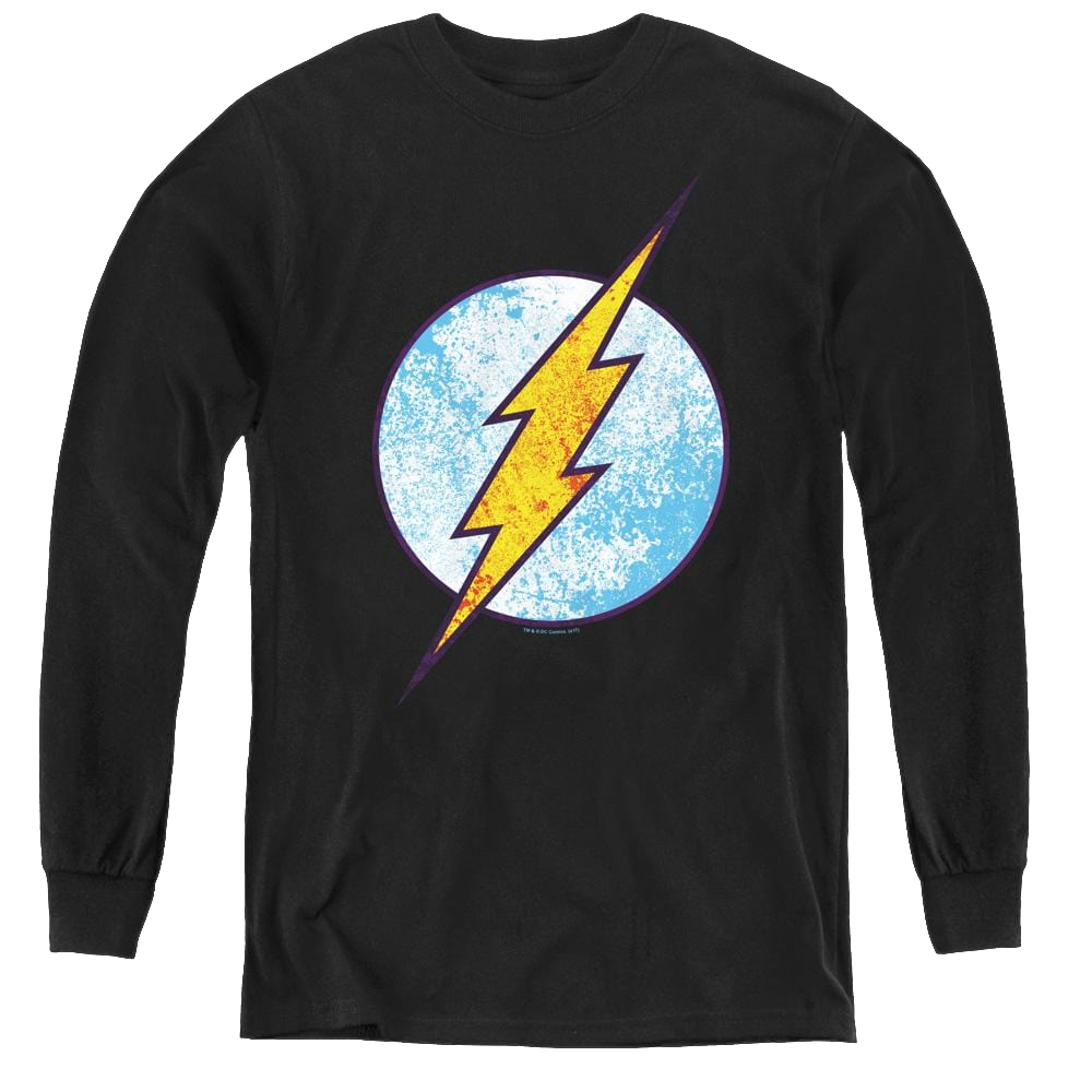 Flash, The Flash Neon Distress Logo - Youth Long Sleeve T-Shirt Youth Long Sleeve T-Shirt The Flash   