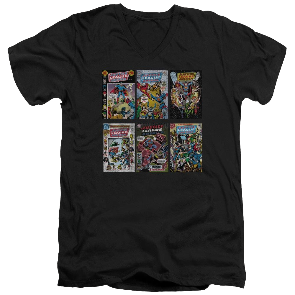 DC Comics Dco Covers - Men's V-Neck T-Shirt Men's V-Neck T-Shirt Justice League   