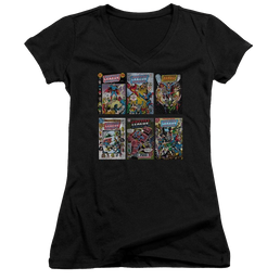 DC Comics Dco Covers - Juniors V-Neck T-Shirt Juniors V-Neck T-Shirt Justice League   