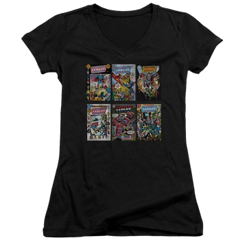 DC Comics Dco Covers - Juniors V-Neck T-Shirt Juniors V-Neck T-Shirt Justice League   