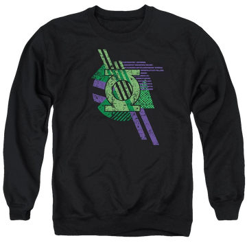 Black men's crewneck sweatshirt with Green Lantern DC Comics Lantern Shapes graphic