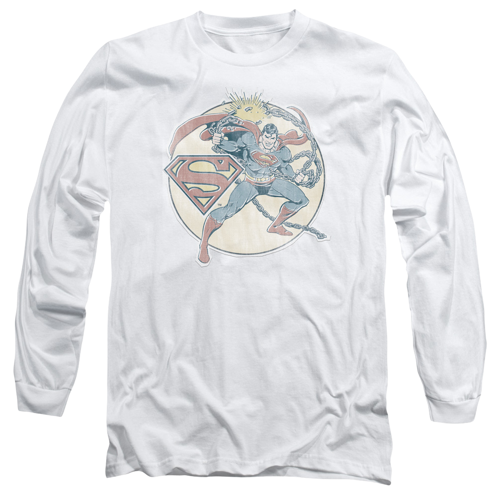 DC Comics Retro Superman Iron On - Men's Long Sleeve T-Shirt Men's Long Sleeve T-Shirt Superman   
