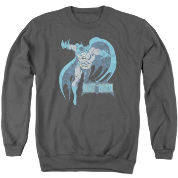 Charcoal men's crewneck sweatshirt with DC Comics Desaturated Batman graphic
