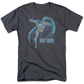 Charcoal men's regular fit t-shirt with DC Comics Desaturated Batman graphic