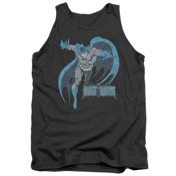 Charcoal men's tank with DC Comics Desaturated Batman graphic