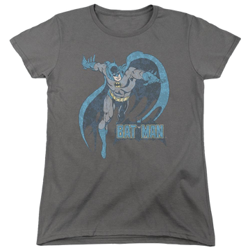 Charcoal women's t-shirt with DC Comics Desaturated Batman graphic