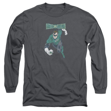 Charcoal men's long sleeve t-shirt with DC Comics Desaturated Green Lantern graphic