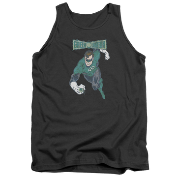 Charcoal men's tank with Desaturated Green Lantern graphic