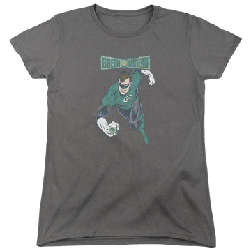 Charcoal women's t-shirt with DC Comics Desaturated Green Lantern graphic