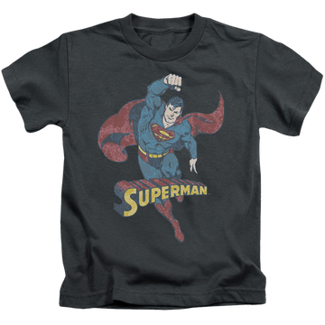 Charcoal kid's t-shirt for ages 4 to 7 with Desaturated Superman graphic