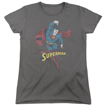 Charcoal women's t-shirt with DC Comics Desaturated Superman graphic