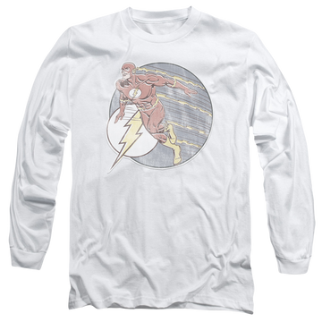 White men's long sleeve t-shirt with The Flash Retro Flash Iron On graphic