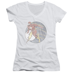 Flash, The Retro Flash Iron On - Juniors V-Neck T-Shirt Juniors V-Neck T-Shirt The Flash   
