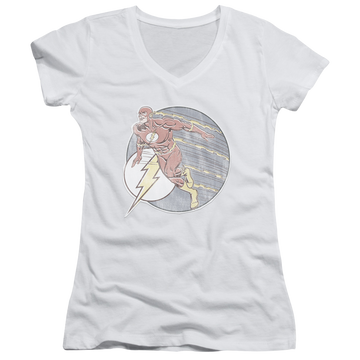 Flash, The Retro Flash Iron On - Juniors V-Neck T-Shirt Juniors V-Neck T-Shirt The Flash   
