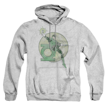 Athletic heather pullover hoodie with Green Lantern Retro Lantern Iron On graphic