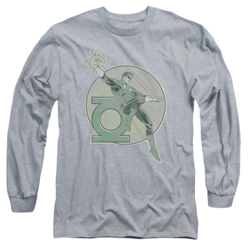 Athletic heather men's long sleeve t-shirt with Green Lantern DC Comics Retro Lantern Iron On graphic