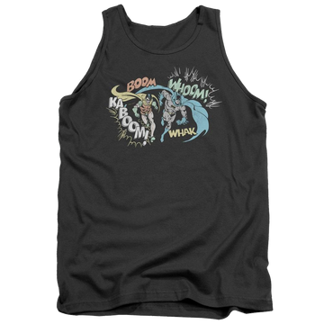 Charcoal men's tank with Batman DC Comics Action Duo graphic
