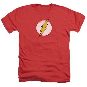 Red men's heather t-shirt with The Flash Rough Flash Logo graphic