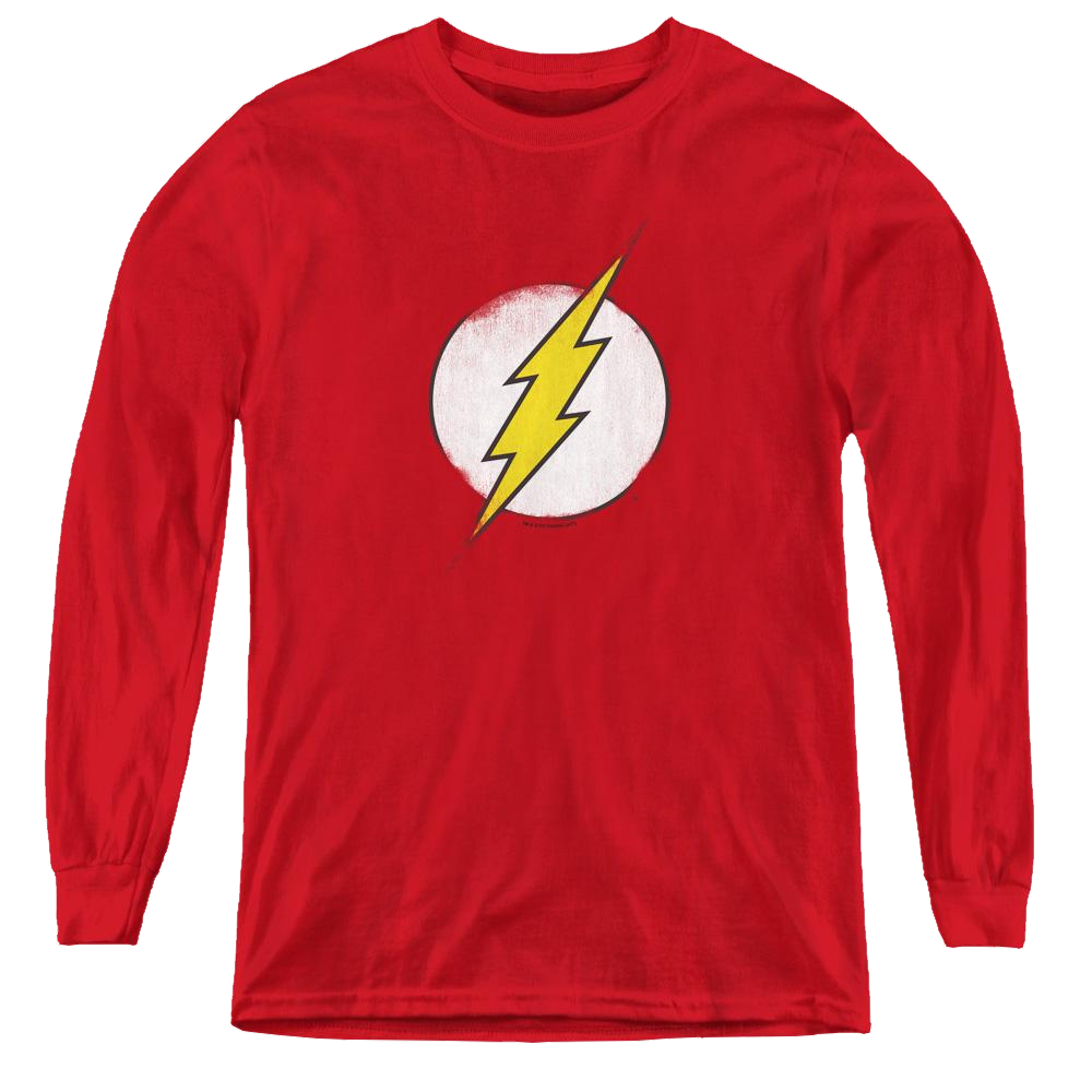 Flash, The Rough Flash Logo - Youth Long Sleeve T-Shirt Youth Long Sleeve T-Shirt The Flash   