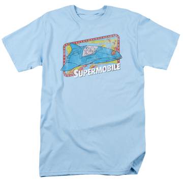 Light blue men's regular fit t-shirt with Superman Supermobile graphic