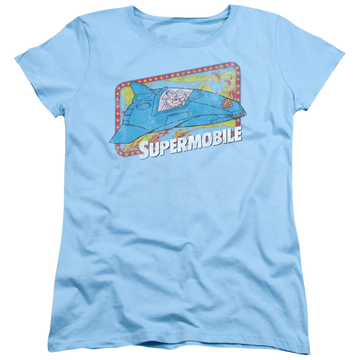 Light blue women's t-shirt with Superman DC Comics Supermobile graphic