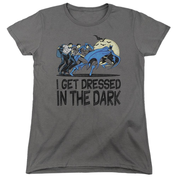 Charcoal women's t-shirt with Batman DC Comics Get Dressed graphic
