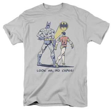 Silver men's regular fit t-shirt with Batman Robin No Capes graphic
