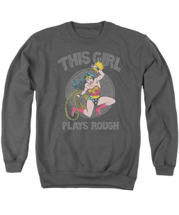 DC Comics Plays Rough - Men's Crewneck Sweatshirt Men's Crewneck Sweatshirt Wonder Woman   
