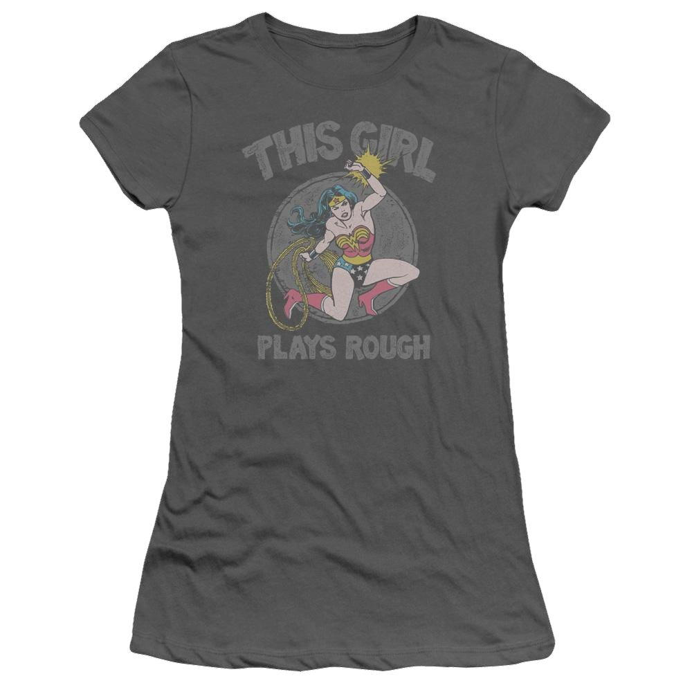 DC Comics Plays Rough - Juniors T-Shirt Juniors T-Shirt Wonder Woman   