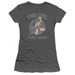 DC Comics Plays Rough - Juniors T-Shirt Juniors T-Shirt Wonder Woman   